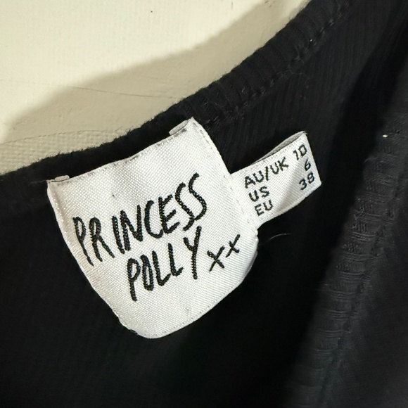 Princess Polly | Size 6 | Tiller One-Shoulder Ribbed Top (Black) - Picture 5 of 6